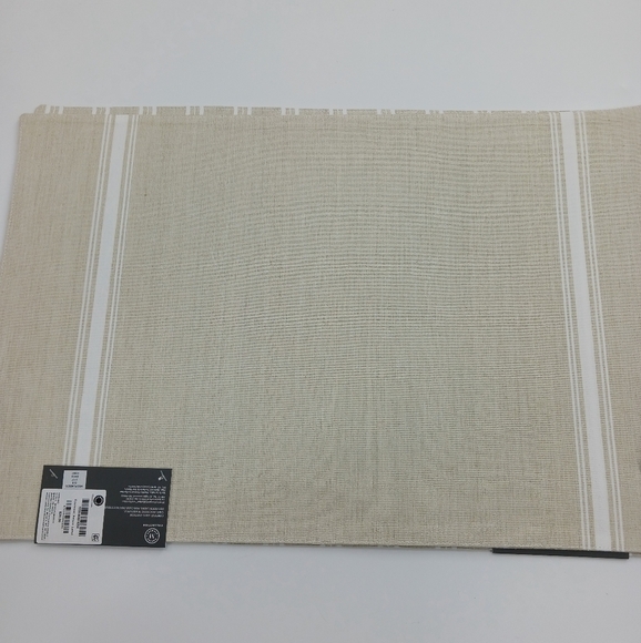 MARTHA Stewart Cotton Place Mats Set of Two Coastal Striped Beige Home Decor - Picture 3 of 6